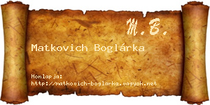 Matkovich Boglárka névjegykártya